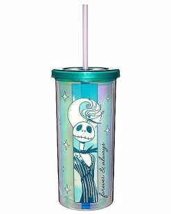 Promo 💯 Iridescent Jack and Sally Cup with Straw 20 oz. - The Nightmare Before 🔔 Christmas 🎁