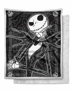 New 🤩 Dark Cover Jack Skellington Fleece Blanket - The Nightmare Before 🎄 Christmas 😍