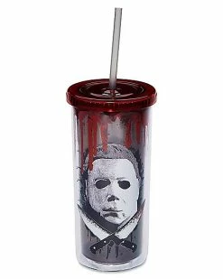 Promo 👍 Michael Myers Mask Cup with Straw 20 oz. – 🧛 Halloween 🛒