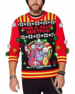 New 👏 Light-Up Killer Kristmas Ugly 🎄 Christmas Sweater - Killer Klowns from Outer Space 👍