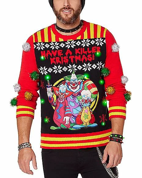 New π Light-Up Killer Kristmas Ugly π Christmas Sweater - Killer Klowns from Outer Space π