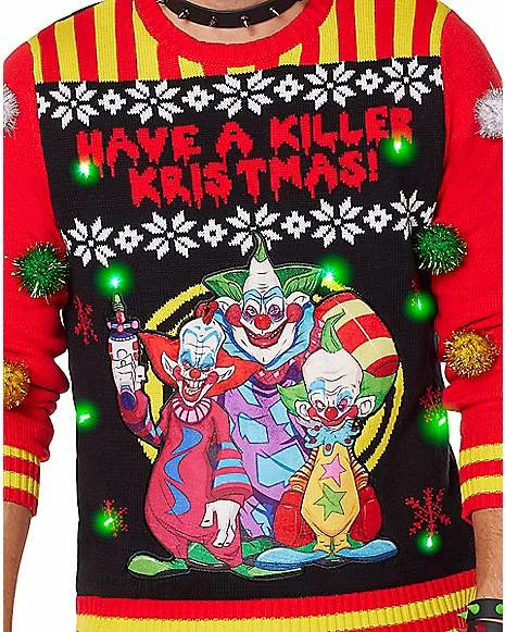 New π Light-Up Killer Kristmas Ugly π Christmas Sweater - Killer Klowns from Outer Space π - Image 2
