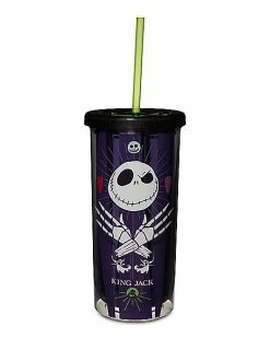 Coupon 🌟 King Jack Skellington Cup with Straw 20 oz. - The Nightmare Before 🎅 Christmas 😀