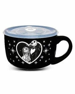 Discount 😀 Jack Skellington and Sally Soup Mug with Lid 24 oz. - The Nightmare Before 🎅 Christmas 👏