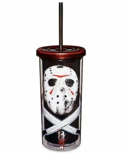 Hot Sale ✨ Jason Voorhees Mask Knives Cup with Straw 20 oz. - Friday the 13th 🔔