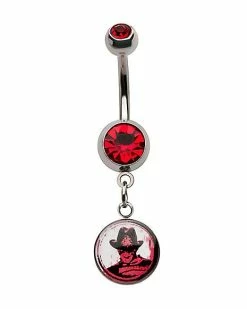 Best Pirce 🧨 CZ Freddy Krueger Dangle Belly Ring 14 Gauge - A Nightmare on Elm Street 🎁